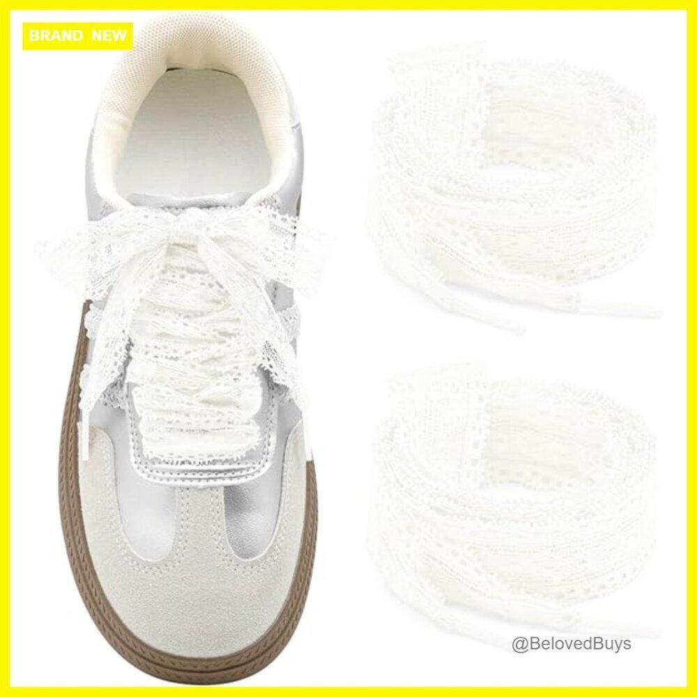 2.3CM Wide Lace Shoelaces, Nylon Spandex, 120CM Length, 2 Pairs